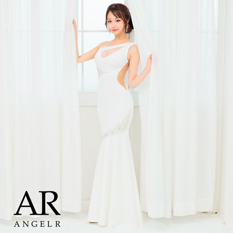 Rakuten - 【公式ストア限定プレゼント付】AngelR [エンジェルアール] ワンショルダーバストカットデザインビジューマーメードロングドレス ノースリーブ ビジュー ラウンジ パーティー 韓国ドレス キャバドレス AR24331