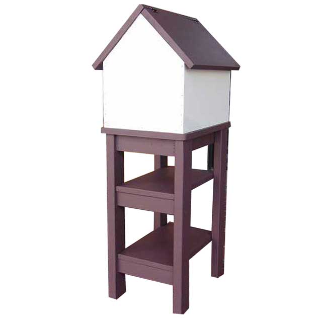 ポスト 家型 バードハウス風 郵便受け 棚付き 自立スタンド メールボックス コーヒーブラウン＆アンテ..