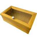 【期間限定10%OFF】アクセサリーボックス フローラガラス ナチュラル 28×16×10cm 陶器つまみ ひのき 木製 ハンドメイド オーダーメイド