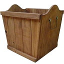 ウッドバスケット 木箱 ワイド版 アンティークブラウン 39×29×33cm 収納 木製 ひのき ハンドメイド オーダーメイド