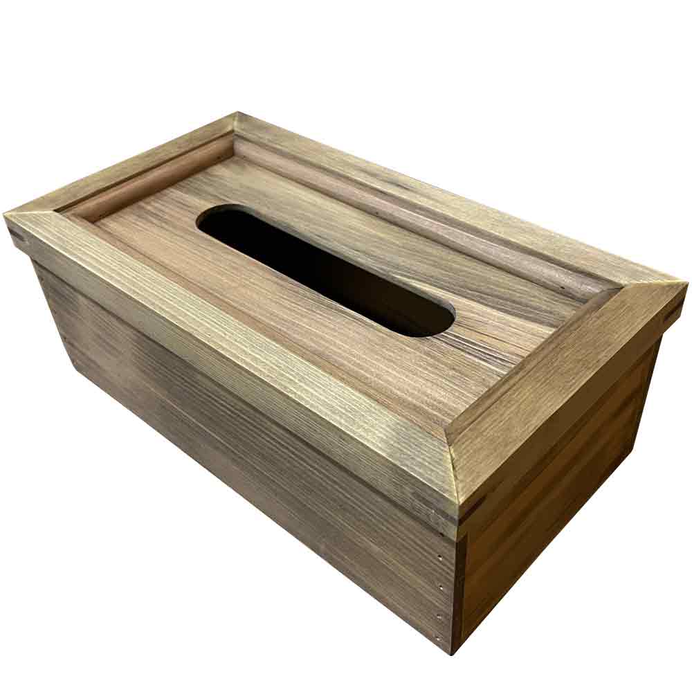 ティッシュボックスカバー ティッシュケース アンティークブラウン 28×15×10cm 木製 ひのき ハンドメイド オーダーメイド