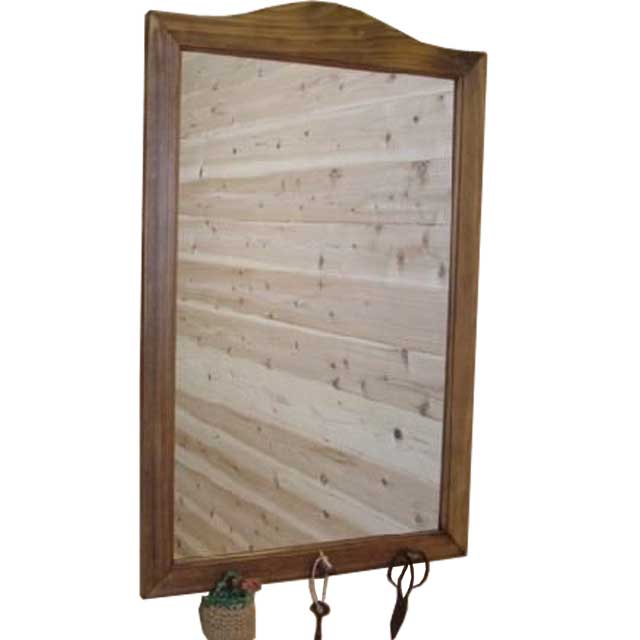 ミラー 壁掛け鏡 ペグつき アンティークブラウン 45×6×70cm 吊り下げ金具付き 木製 ひのき ハンドメイド オーダーメイド