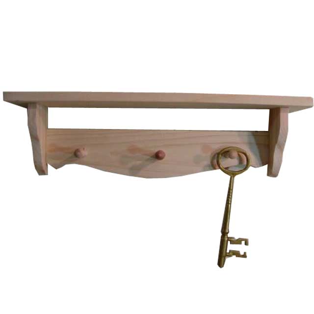 シェルフ ミニサイズ 無塗装白木 w40d7h12cm ペグ付き 木製 ひのき ハンドメイド オーダーメイド