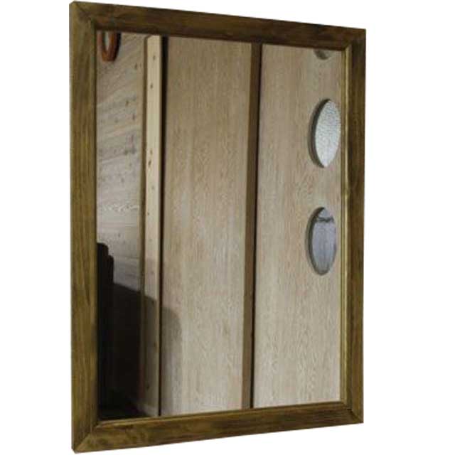 大きなミラー 鏡 アンティークブラウン w60d2h80cm 木製 ひのき ハンドメイド オーダーメイド