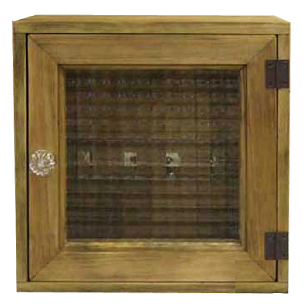 【期間限定10％OFF】キーボックス アンティークブラウン 25×10×25cm チェッカーガラス パンプキンノブ ..