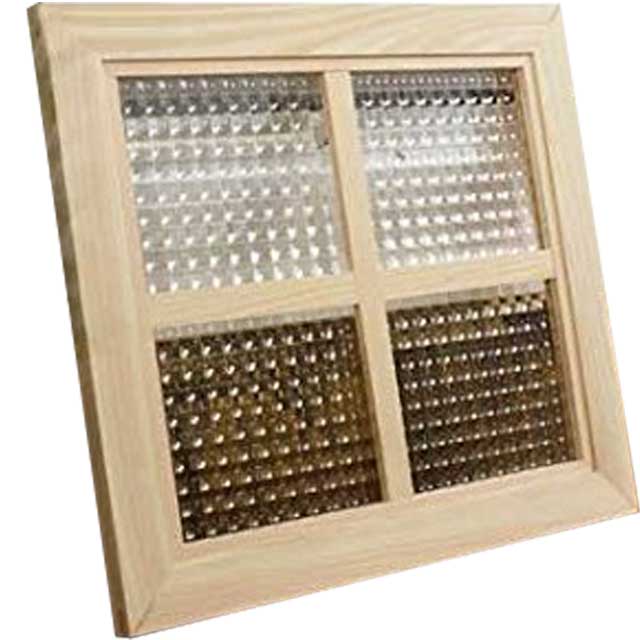 乐天商城 - ガラスフレーム チェッカーガラス 片面十字桟入りガラス窓 40×35cm 無塗装白木 木製 ひのき ハンドメイド オーダーメイド