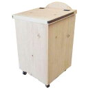 ミニダストボックス TRASH ふた・キャスター付き ごみ箱 23×23×42cm 無塗装白木 木製 ひのき ハンドメイド オーダーメイド