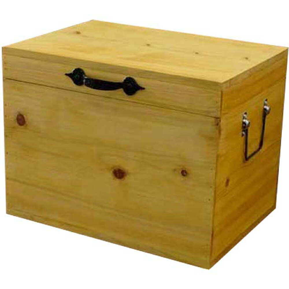 カントリーボックス ふた付き収納箱 アイアン 35 25 27cm ナチュラル 木製 ひのき ハンドメイド オーダーメイド