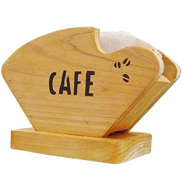 コーヒーフィルターケース CAFE&コーヒー豆ステンシル ナチュラル w18d8h12cm コーヒーペーパーケース ナチュラル w18d8h12cm 木製 ひのき ハンドメイド オーダーメイド