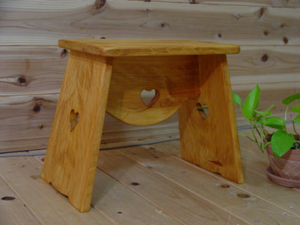 ステップ台 踏み台 ハート ナチュラル 42×24×31cm 木製 ひのき ハンドメイド オーダーメイド 1509042