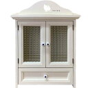 ペットのお仏壇 くり抜きボード ロングコートチワワ 名前入り 白つまみ 引き出し 35x25x40cm アンティークホワイト 木製 ひのき ハンドメイド オーダ...