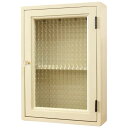 キーボックス アンティークホワイト チェッカーガラス扉 25×8×35cm パンプキンノブ 棚付き ニッチ用 北欧 木製 ひのき ハンドメイド オーダーメイド(3)