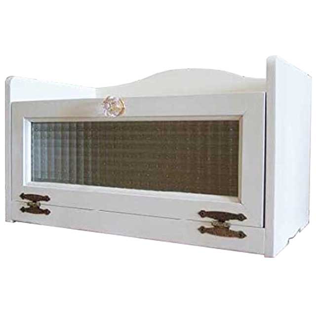 トースター台 チェッカーガラス扉 アンティークホワイト w44d25h27cm パンプキンノブ レンジ台 木製 ひ..