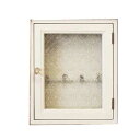 キーボックス フローラガラス アンティークホワイト 25×7×30cm パンプキンノブ ニッチ用 木製 ひのき ハンドメイド オーダーメイド