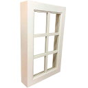 FIX窓 透明ガラス アンティークブラウン 60×9×39cm 飾り窓 両面桟入り 木製 ひのき ハンドメイド オーダーメイド