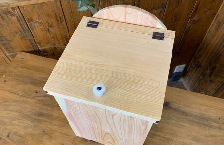 ミニダストボックスライトオークふた・つまみ付き23x23x37cmハンドメイド木製ひのき受注製作