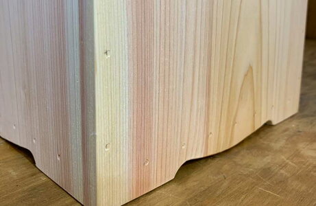 ミニダストボックスライトオークふた・つまみ付き23x23x37cmハンドメイド木製ひのき受注製作