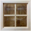 フィックス窓 ライトオーク 40×3.5×40cm チェッカーガラス 室内窓 両面十字桟入り 北欧 木製 ひのき ハンドメイド オーダーメイド