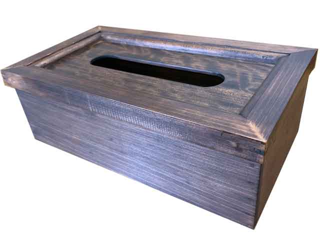 ティッシュボックス 置き型 ダークブラウン 28x15x10cm 木製 ひのき ハンドメイド オーダーメイド