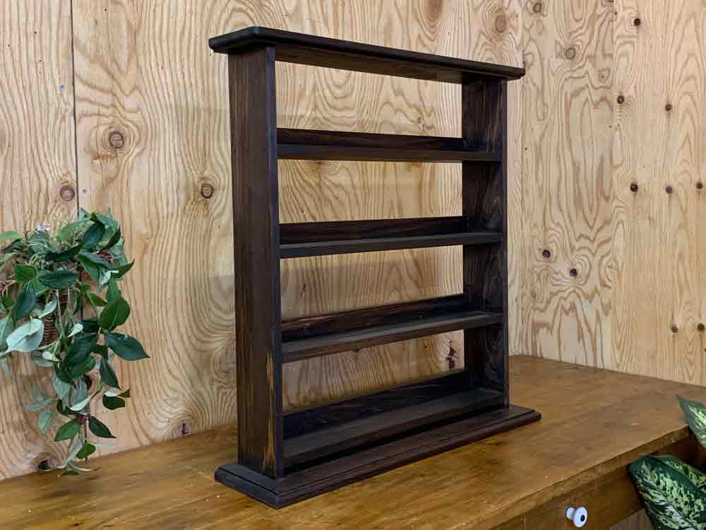 コレクションスタンド 四段 ダークブラウン 47×12×50cm 木製 ひのき ハンドメイド オーダーメイド 1582810