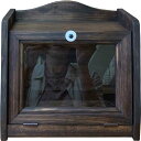 ブレッドケース 透明ガラス ダークブラウン 25×17×23cm ミニミニサイズ 木製 ひのき ハンドメイド オーダーメイド