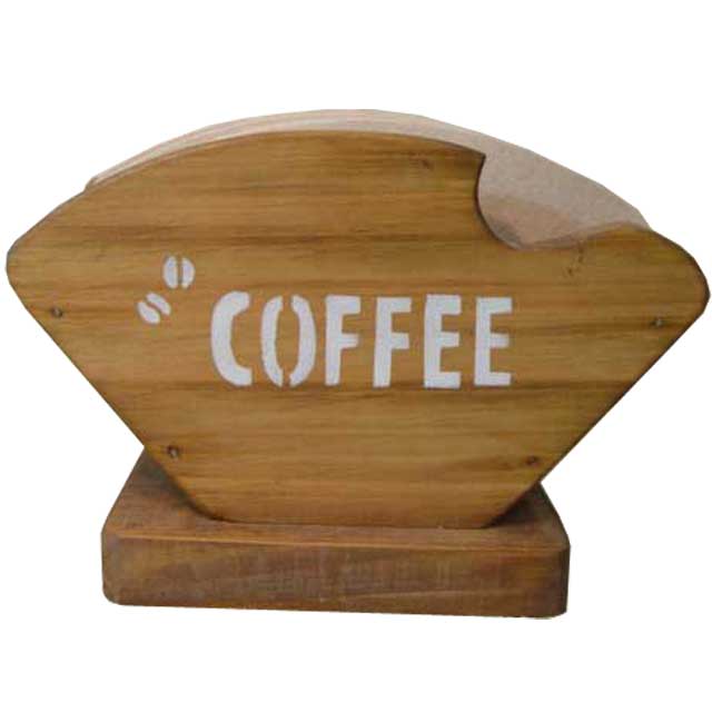 コーヒーフィルターケース アンティークブラウン w18d8h12cm COFFEE&コーヒー豆ステンシル コーヒーペーパーケース 木製 ひのき ハンドメイド オーダーメイド