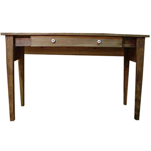 ロングテーブル アンティークブラウン w120d45h75cm 引き出しつき 作業台 木製 ひのき ハンドメイド オーダーメイド