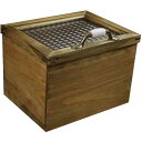 カントリーボックス (W25×D20×H18cm)アンティークブラウン チェッカーガラス扉 収納箱 おもちゃ箱 ウッドボックス 木製 ひのき ハンドメイド オーダーメイド