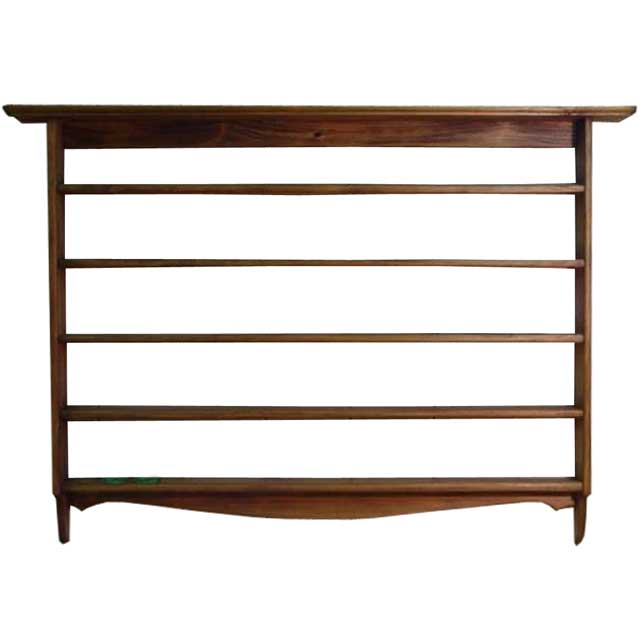 コレクションシェルフ 五段 壁掛けタイプ アンティークブラウン w84.5d7.5h60cm 木製 ひのき ハンドメイド オーダーメイド