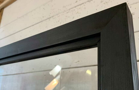 室内窓ブラックオイルステインw78d3.5h50cm透明ガラス両面桟入り木製ひのきハンドメイド受注製作