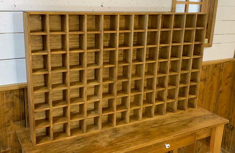コレクションシェルフw64d9h109cmアンティークブラウン裏板付き木製ひのきハンドメイド受注製作