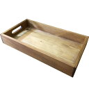 トレイ BOX型 アンティークブラウン 37×20×5.5cm 木製 ひのき ハンドメイド オーダーメイド