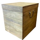 カントリーボックス 30×35×35cm アンティークブラウン ふた付き 収納箱 持ち手付き 木製 ひのき ハンドメイド オーダーメイド