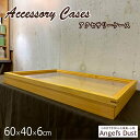 早め発送 アクセサリーケース ナチュラル 透明ガラス 60×40×6cm 内寸高さ2.8cm つまみなし 木製 ひのき ハンドメイド