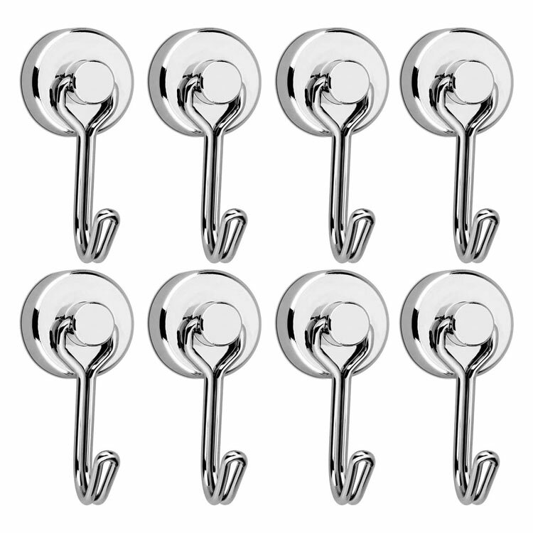 マグネットフック 4個/8個セット 超強力 マグネット フック 磁石付き 強力 垂直耐荷重15kg 耐久性 キッチン用 壁掛け用 冷蔵庫 浴室 お風呂 直径20...