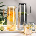 冷水筒 耐熱ガラス 麦茶ポット ピッチャー 丸型 冷水ポット 水差し ピッチャー お茶ポット ホウケイ酸ガラス 直火対応 熱湯・食洗器OK フルーツティー 洗いやすい 大容量 省スペース(3)