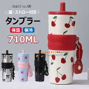 【6%OFFクーポン】蓋・ストロー付き 保温保冷タンブラー 大容量710ml ステンレス製 再利用可能 漏れない ウォーターボトル ストラップ付き 旅行用 ポー...