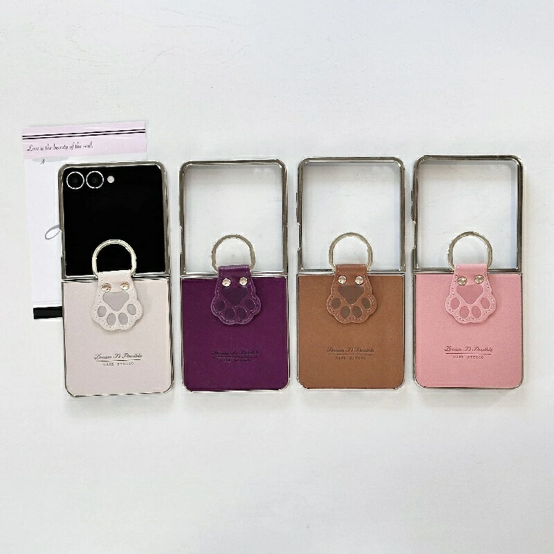 Samsung Galaxy Z Flip7 ケース リング付き 猫 肉球 可愛い Galaxy Z Flip 7 Fe / 6 / 5 カバー ダイヤモンドリング Galaxy Z Flip 4 スマホケース おしゃれ 軽量 薄型 耐衝撃落下防止 Galaxy Z Flip 3 携帯カバー レディースケース