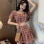 セットアップ 可愛い チェック柄 ワンピース 韓国 レディース 春 夏 韓国 アイドル 衣装 ネコポス可能 返品交換不可 エンジェルローブヴィセ ヴィセ visee