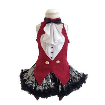 子供服 子供 タキシードトップ レッド 赤 120cm ダンス ダンス衣装 トップス キッズ こども お遊戯会 ガールズ 衣装 単品ならネコポス可能