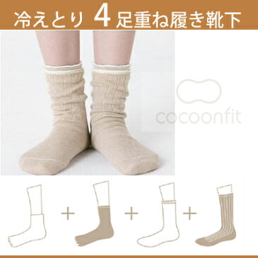 cocoonfit　コクーンフィット　 4足重ね履きソックス（5本指2枚+先丸2枚）　冷え取り靴下　(5本指　先丸くつした　冷え性　妊婦さんの冷えとりに　　日本製