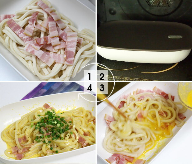 冷凍うどんはレンチンで!湯がかずに作る絶品カルボナーラうどん