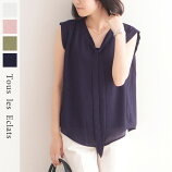 裏地カットソー付き ボウタイブラウス Tous les Eclats