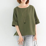 微光沢リネンタッチ 清涼ブラウス dignite