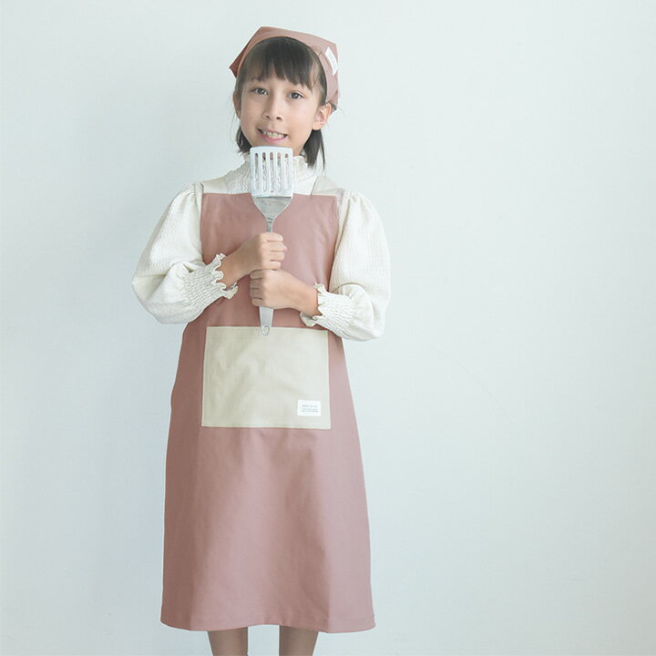 調理実習に！シワになりにくい 撥水 エプロン キッズ 三角巾 3点セット／エプロン キッズ 男の子 エプロン キッズ 女（2枚目）