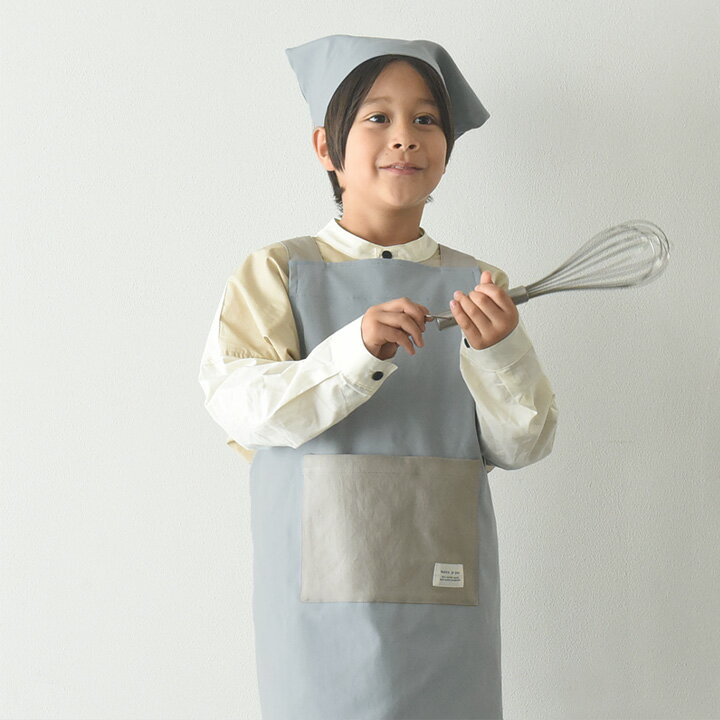 調理実習に！シワになりにくい 撥水 エプロン キッズ 三角巾 3点セット／エプロン キッズ 男の子 エプロン キッズ 女（3枚目）