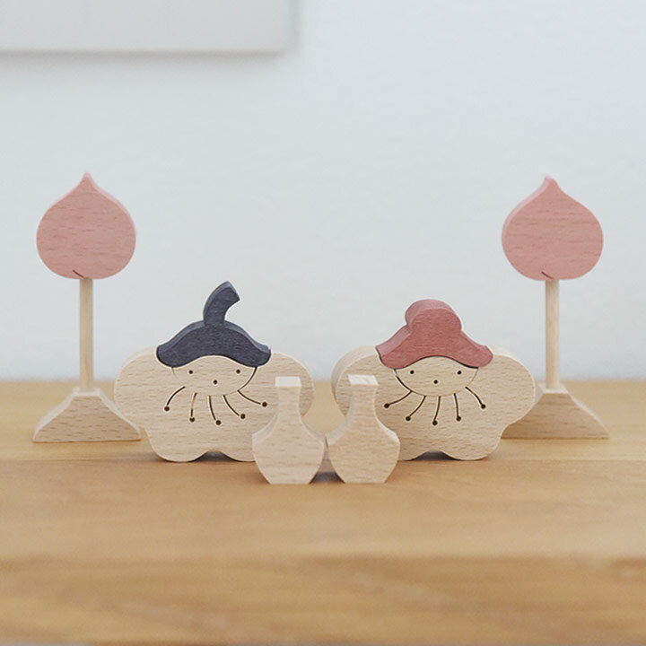 小黒三郎 桃の花びな（小）／クマ揚げ金太（小）／五月人形 コンパクト おしゃれ 五月人形 木製 節句 男の子 お雛様 ミニ サイズ お雛様 コンパクト お雛様 木製 桃の節句 飾り