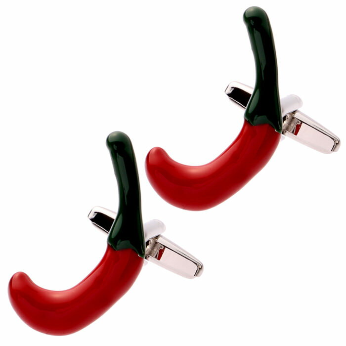 店長の助けて下さいクーポン とうがらし 唐辛子 辛い モチーフ レッド 赤 グリーン 緑 | カフスリンク..