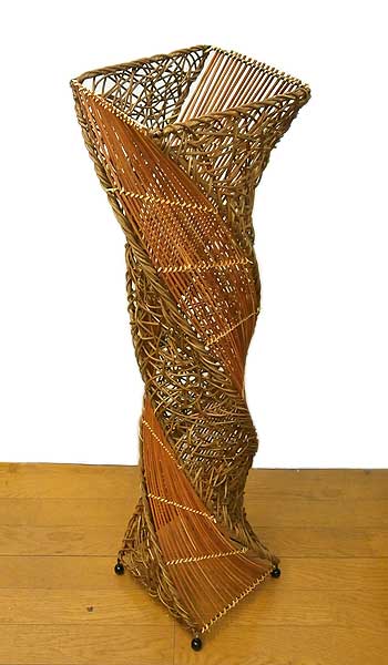 ラタン アタ ツイスト ランプ ブラウン H.100cm アジアン バリ タイ 雑貨 インテリア ダウン フロアー ライト 照明 送料無料