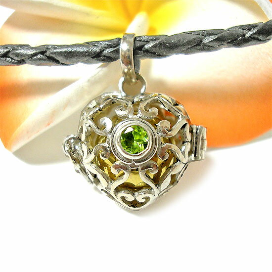 8月の誕生石【ペリドット】ハートのガムランボール唐草模様 アジアン 雑貨 バリ 雑貨 タイ 雑貨 アジアン インテリア【ドリーム ベル】シンデレラデート【ゆうパケット対応】